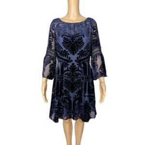 embroidered lace overlay cocktail dress eliza j Eliza J Embroidered Lace Overlay Sheath Dress Sz 6 Blue